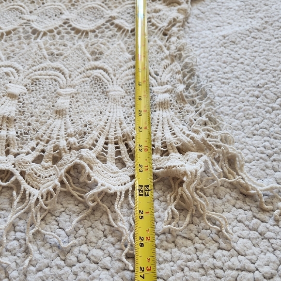 Vivid Collection Elegant Lace Crochet Short Sleeve Blouse in Cream Sz M Cottage - Picture 14 of 15